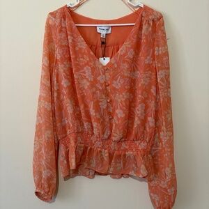 Highline Collective Floral Blouse with Ruffle Waist
